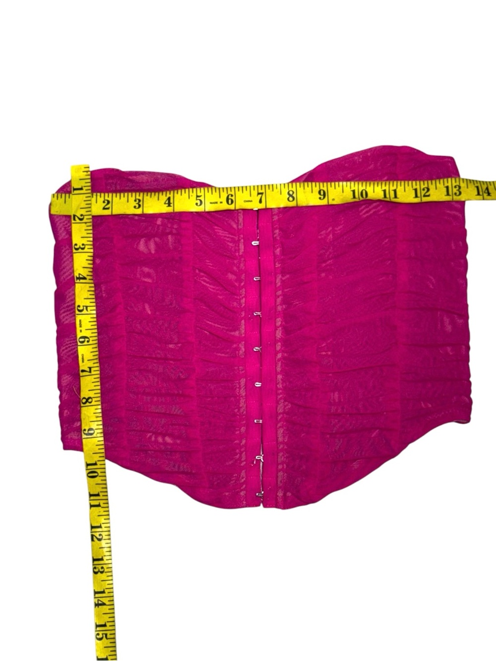 Edit by Nine Mesh Front Hook and Eye Corset Crop Top in Hot Pink/Fuchsia Y2K - Picture 6 of 9